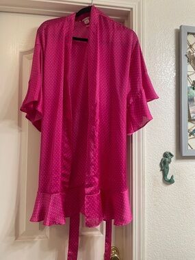 Victoria's Secret Pink Polka Dot Satin Robe